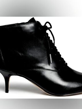 Michael Kors Black Leather Lace-Up Ankle Booties